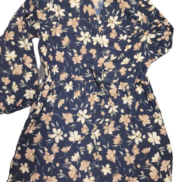 Navy Flora dress Made in Korea - Picture 4 of 5